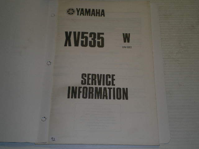 YAMAHA XV535 W  Virago 1989  Service Information Manual  2JV-SE2  #92