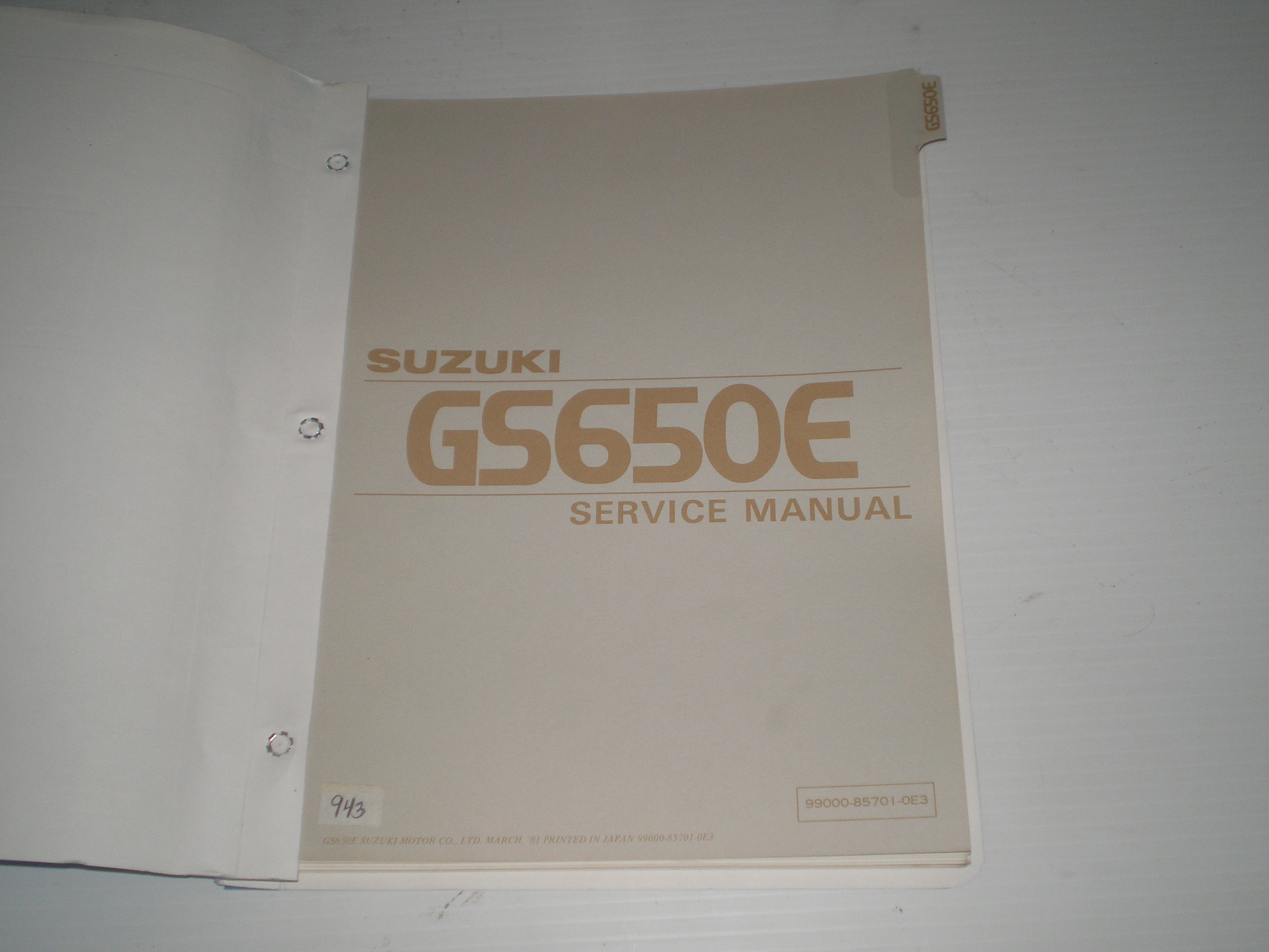 SUZUKI GS650E GS650 E 1981 1982 Service Manual 99000-85701-0E3 #943 ...