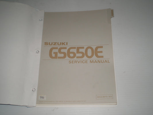 SUZUKI GS650E GS650 E 1981 1982 Service Manual 99000-85701-0E3 #943
