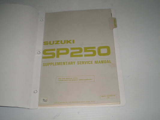 SUZUKI SP250 1983 Service Manual Supplement 99501-42000-03E #960