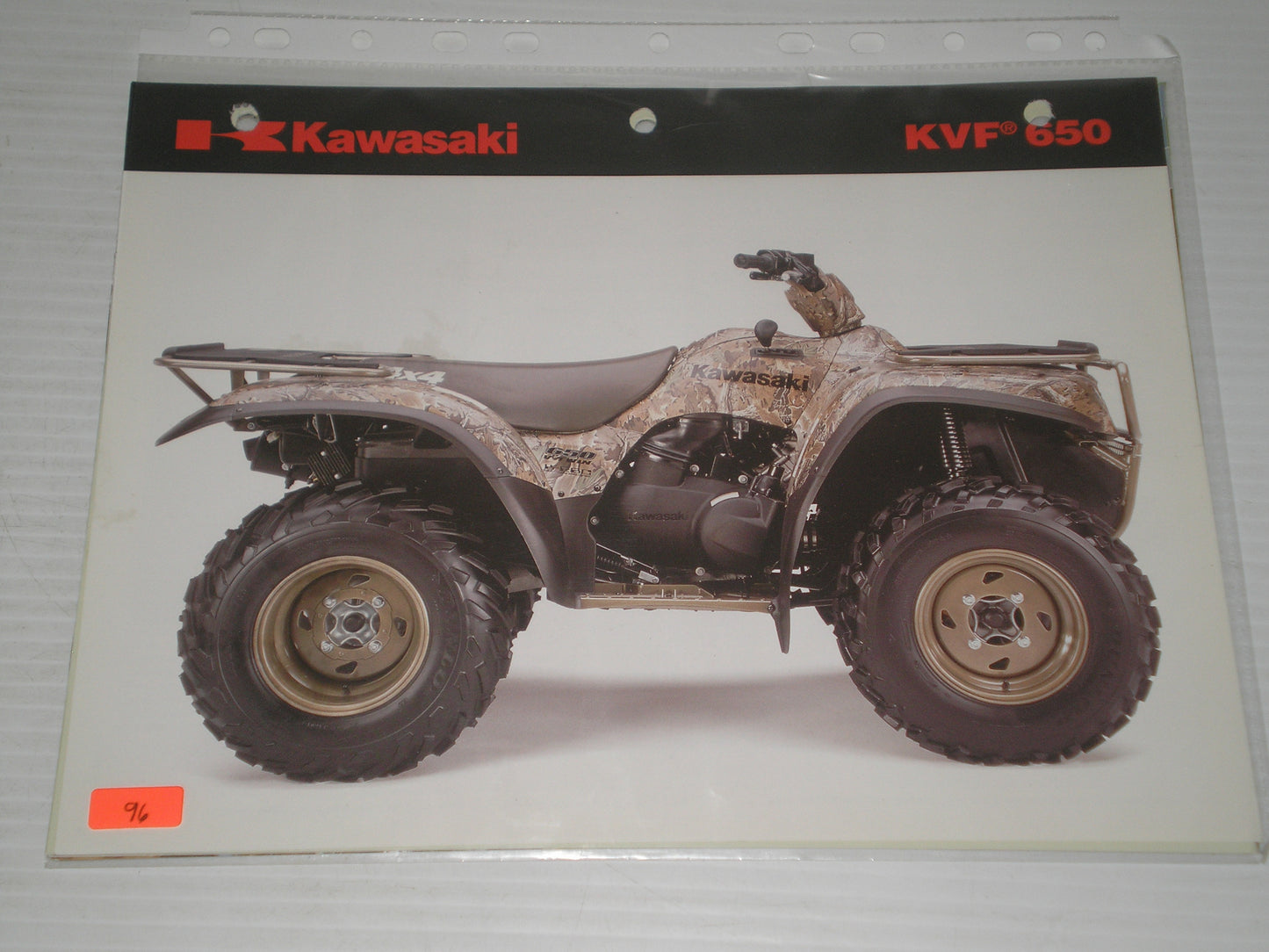KAWASAKI  KVFB650 ALL TERRAIN VEHICLE SALES BROCHUSE # 96