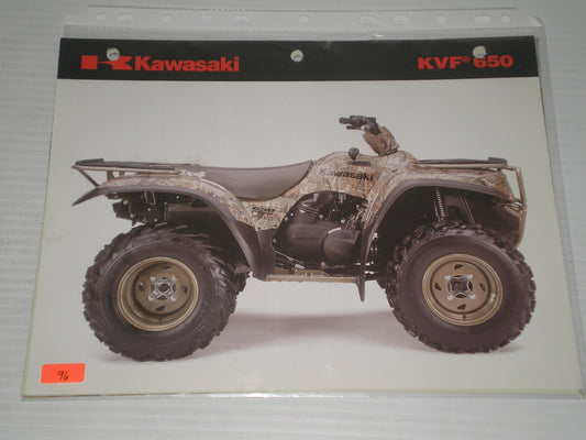 KAWASAKI KVFB650 ALL TERRAIN VEHICLE SALES BROCHUSE # 96
