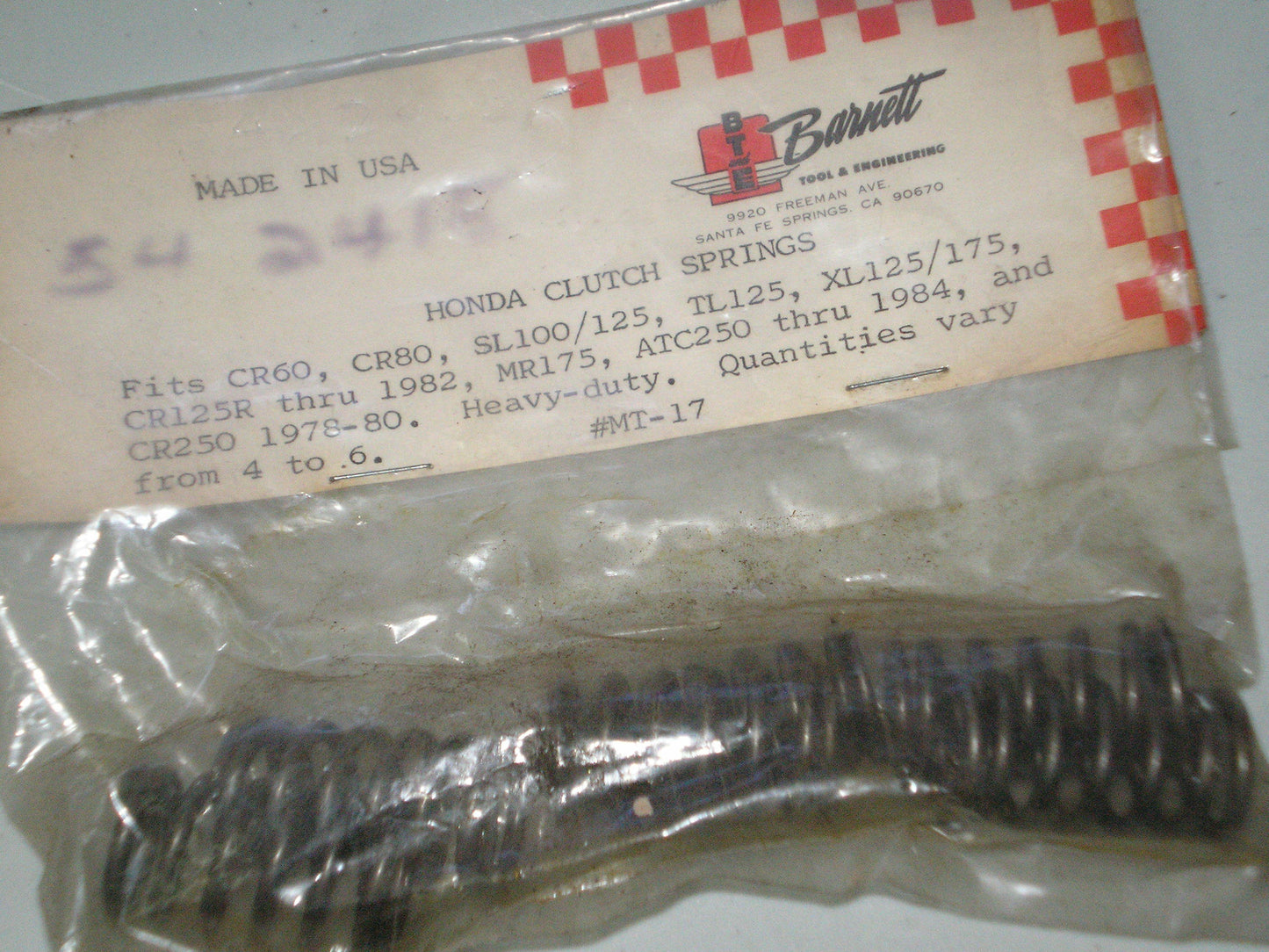 HONDA ATC2 CR TL MR XL SL Barnett Heavy Duty Clutch Springs Set/6 MT-17/6
