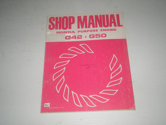 HONDA G42 G50 1972  General Purpose Engine  Service Manual  6286503  #981