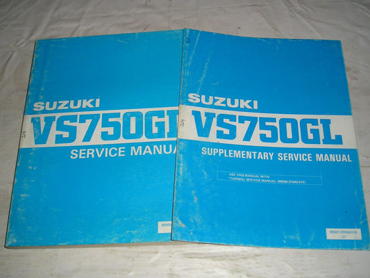 SUZUKI VS750 GL 1985 1986 Service & Supplement Manuals 99500-37040-01E 99501-37050-01E #204