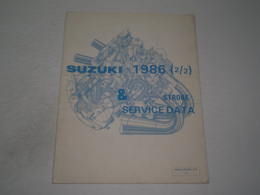 SUZUKI 4 & 2 Stroke 1986 2/2  Service Data Manual  99510-01861-01E  #1909