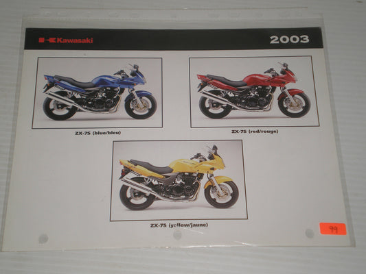 KAWASAKI 2003 ZR X1200 ZX-75 SALES BROCHURE # 99