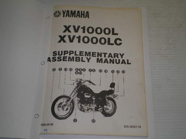 YAMAHA XV1000 L  LC 1984 Supplementary Assembly Manual  42G-28107-10  LIT-1666-04-09  #99