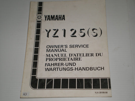 YAMAHA YZ125 S 1986 Owner's Service Manual 1LX-28199-80 #163