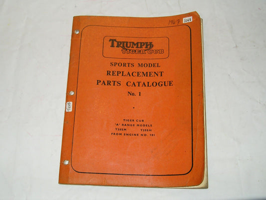 TRIUMPH T20 Tiger Cub Sports Model "A" Range T20 SM/SH 1967 Parts Catalogue No. 1 990/66 #E86