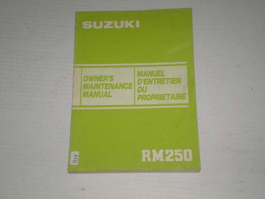SUZUKI RM250 1985 Owner's Maintenance Manual 99011-14621-01B #A34