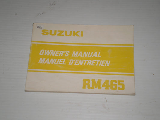 SUZUKI RM465 1982 Owner's Manual 99011-14221-01B #A40