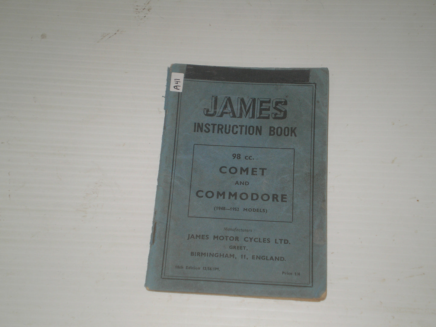 JAMES Comet & Commodore 98cc 1948-1952 Instruction Book 12/56/1M  #A41