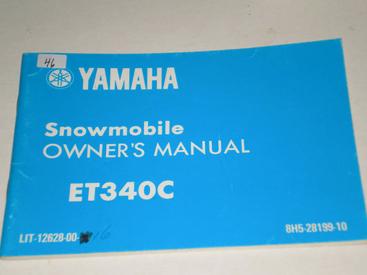 YAMAHA ET340 C Snowmobile Owner's Manual 8H5-28199-10 LIT-12628-00-15