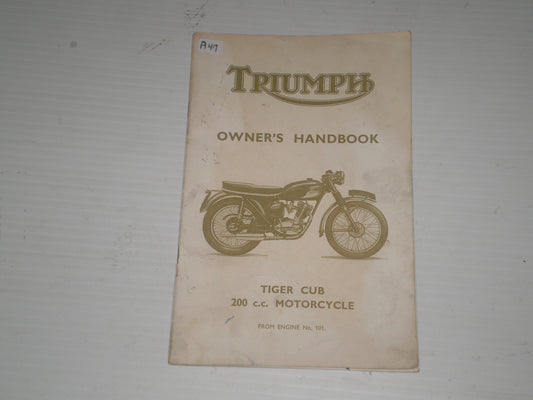 TRIUMPH T20 Tiger Cub 200cc Owner's Handbook / Manual 998/66 #A47