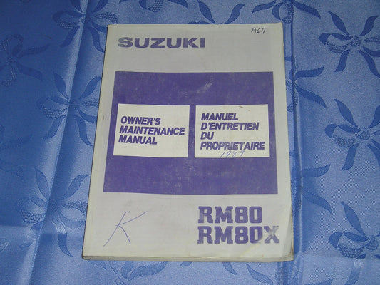 SUZUKI RM80 RM80X K 1989 Owner's Maintenance / Service Manual 99011-02B23-01B #A67
