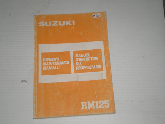 SUZUKI RM125 H 1987 Owner's Maintenance Manual 99011-01B21-01B #A72