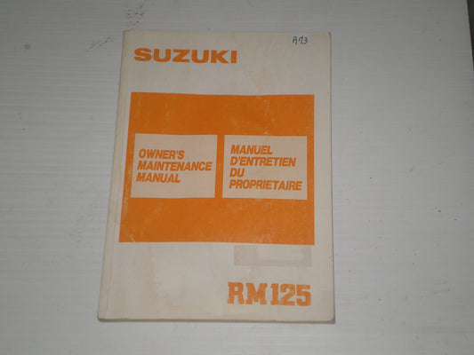 SUZUKI RM125 J  1988  Owner's Maintenance Manual  99011-01B22-01B  #A73