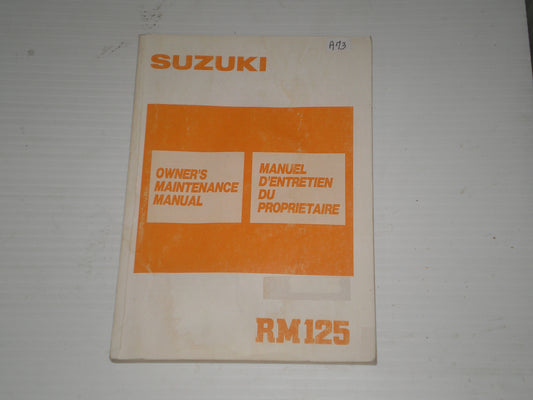 SUZUKI RM125 J 1988 Owner's Maintenance Manual 99011-01B22-01B #A73