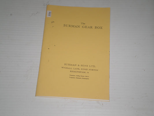 BURMAN All Models Gear Boxes Service Manual #A77