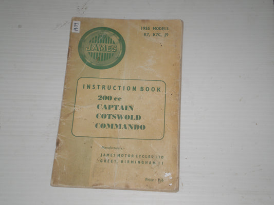JAMES K7 / K7C / J9 1955 Replacement Parts & Instruction Book 77C/55/8M #A79