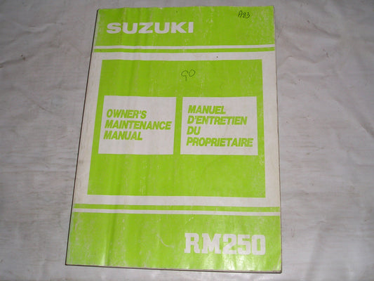 SUZUKI RM250 L 1990 Owner's Maintenance Manual 99011-28C51-01B #A83
