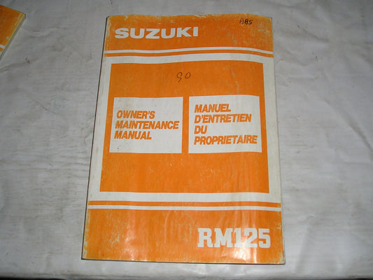 SUZUKI RM125 L 1990 Owner's Maintenance Manual 99011-27C51-01B #A85