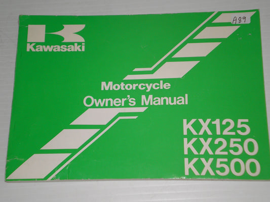 KAWASAKI KX125 H1 / KX250 H1 / KX500 E2 1990 Owner's Manual 99920-1517-03 #A89