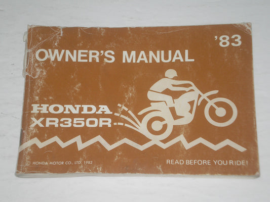 HONDA XR350R D 1983 Owner's Manual 00X31-KF0-6002 31KF0600 #A170