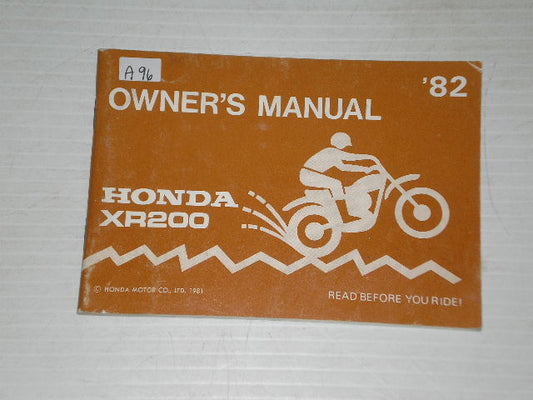 HONDA XR200 C 1982 Owner's Manual 3144603 #A96