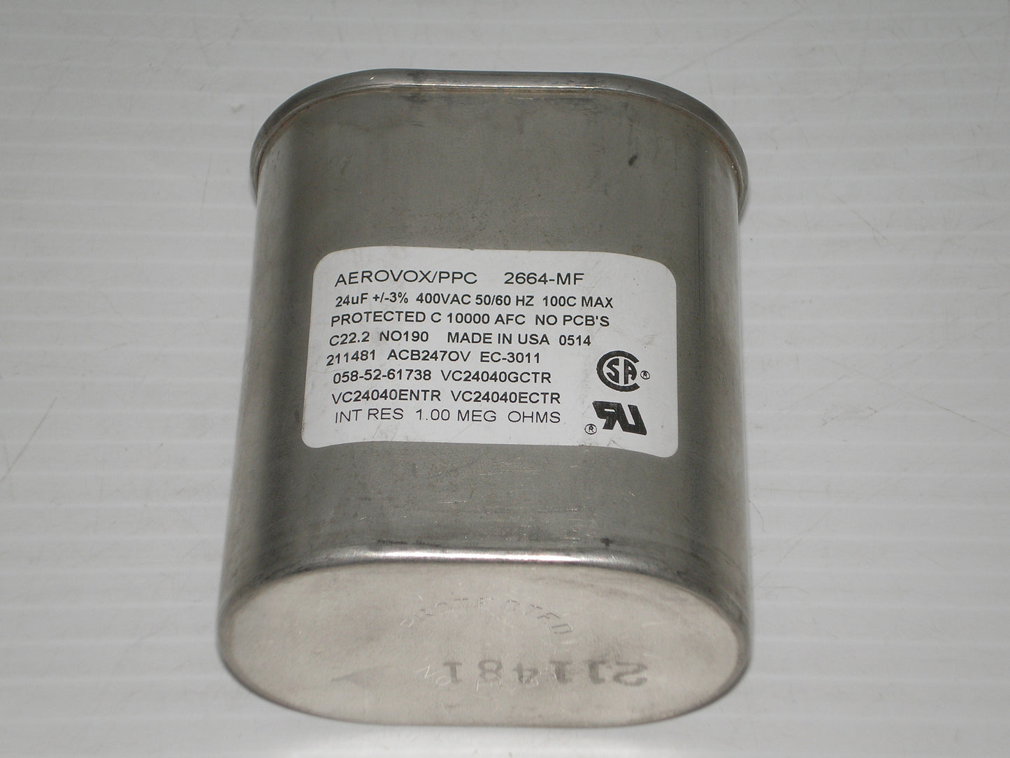 AEROVOX/PCC  400V AC  50/60 HZ 100C Max  Capacitor for HID Lighting Application  2664-MF