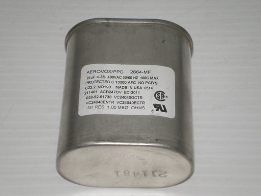 AEROVOX/PCC 400V AC 50/60 HZ 100C Max Capacitor for HID Lighting Application 2664-MF