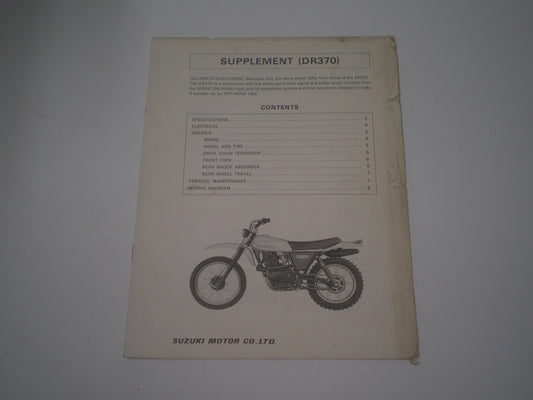 SUZUKI DR370  1979  Service Manual Supplement  #1959