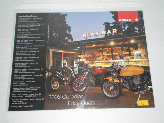 DUCATI 2006 CANADIAN PRICE GUIDE SALES BROCHURE BOOKLET B1A