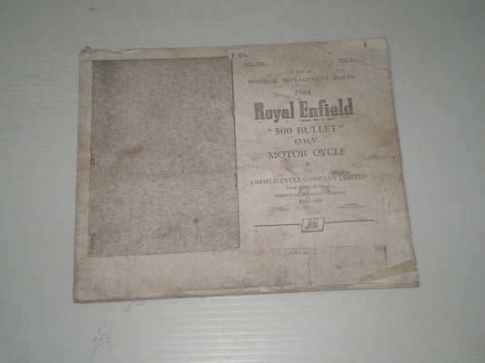 ROYAL ENFIELD 500 Bullet 1961 Spare Parts Catalogue #E106