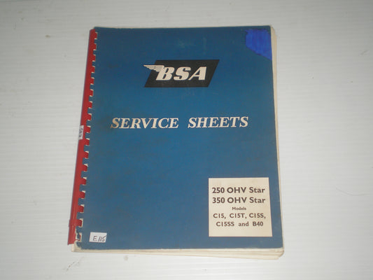 BSA B40 C15 C15T C15S C15SS 250/350 OHV Star Compellation of Service Sheets #E115