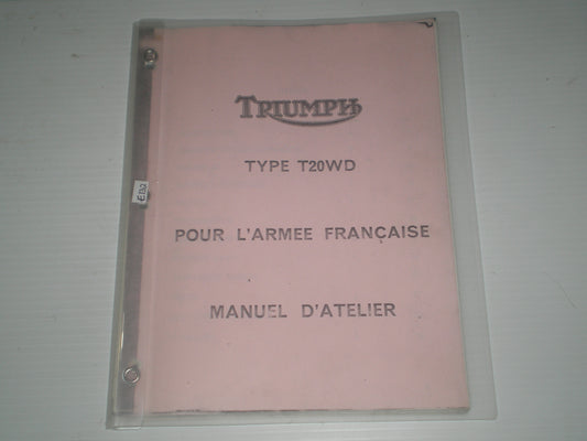 TRIUMPH T20WD 1968  Type armée Francaise  Manuel d'atelier & catalogue de pièces  #E132