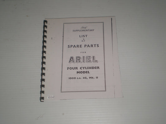 ARIEL 1000cc  4G MK.II 1955  Spare Parts List / Catalogue Supplement  #E160