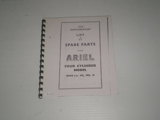 ARIEL 1000cc 4G MK.II 1955 Spare Parts List / Catalogue Supplement #E160