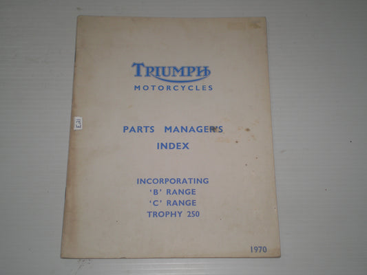 TRIUMPH Trophy 250 B & C Range 1970 Parts Manager's Index 99-0919 #E21