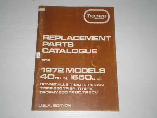 TRIUMPH Bonneville Tiger Trophy T120 R/RV TR6 R/RV/C/CV 1972 Parts Catalogue 99-0953 #E4