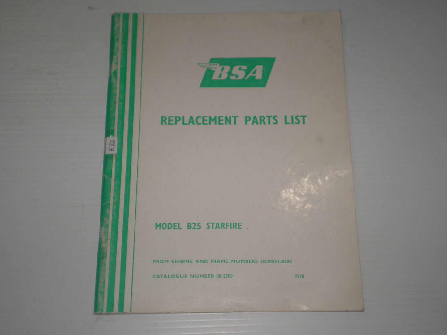 BSA B25 Starfire 1970  Parts List / Catalogue  00-5709  #E82