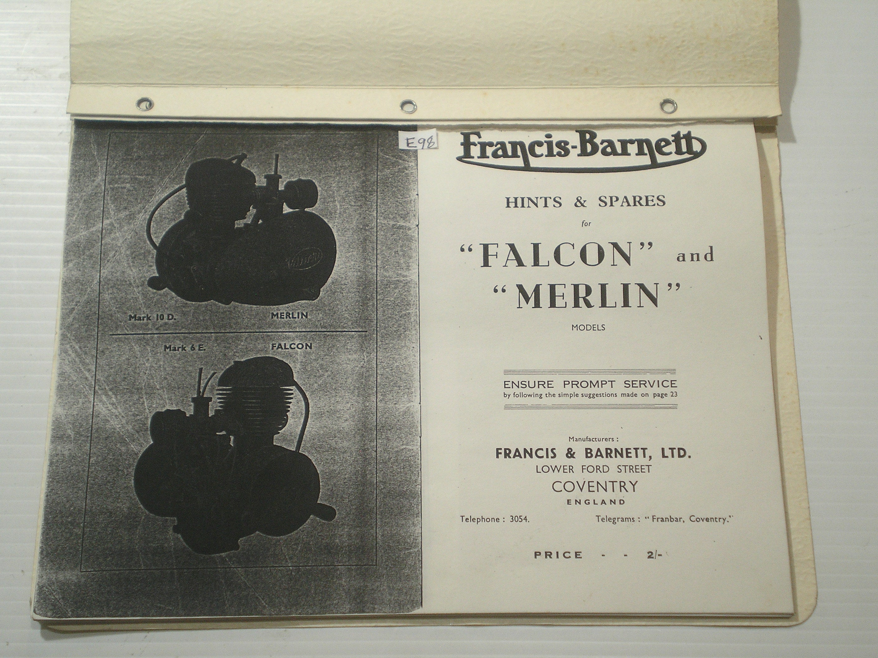 Falcon & Merlin Hints & Spare Parts List / Catalogue
