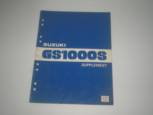 SUZUKI GS1000S 1980  Service Manual Supplement  SR-8500 E-01 SUPPL.  #1953