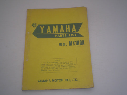 YAMAHA MX100 A 1974 Parts List / Catalogue 427-28198-60 LIT-10014-27-00 #1731