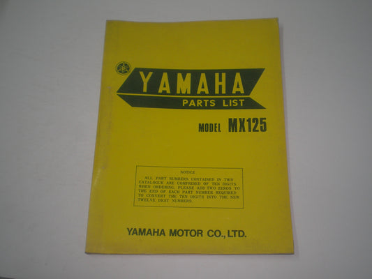 YAMAHA MX125 1974 Parts List / Catalogue 402-28198-60 LIT-10014-02-00 #1739