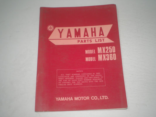 YAMAHA MX250 & MX360 1973 Parts List / Catalogue 365-28198-60 LIT-10013-65-00 #1719