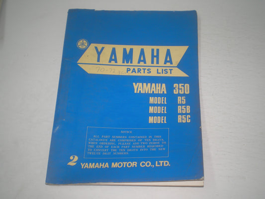 YAMAHA 350  R5 B/C 1972  Parts List 2 / Catalogue  278-28198-62  #16890