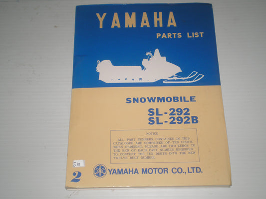 YAMAHA SL-292  &  SL-292B  1971 Parts List 2 / Catalogue  #S111