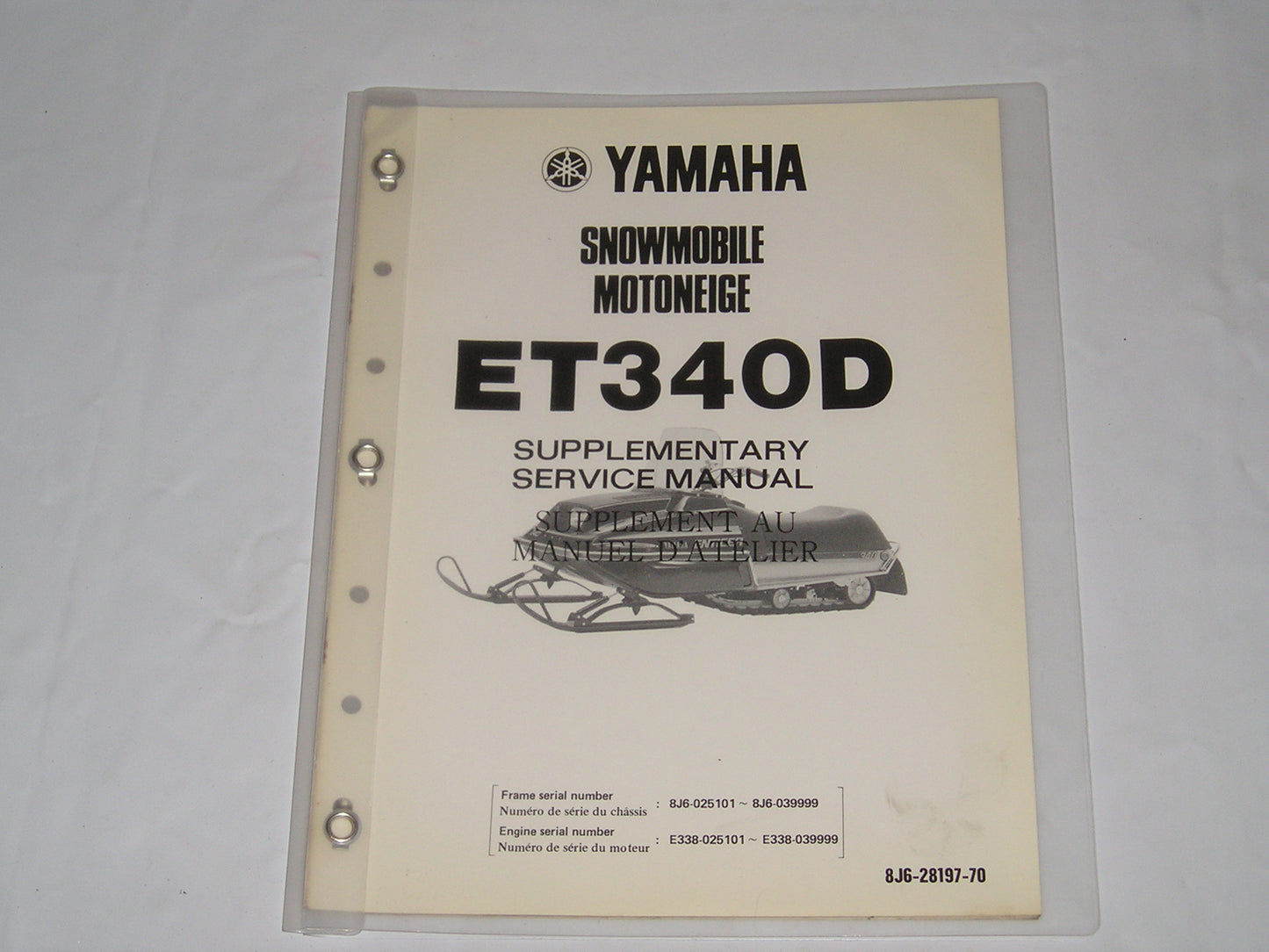 YAMAHA ET340 D  Enticer 1980  Service Manual Supplement  8J6-28197-70  #S150